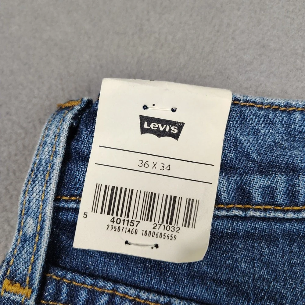 Levis Premium 502 Big E Men 36x34 Blue Dark Wash Taper Leg Stretch Classic NWT